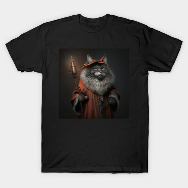 Magical Cat in an Orange Robe T-Shirt by Vapison